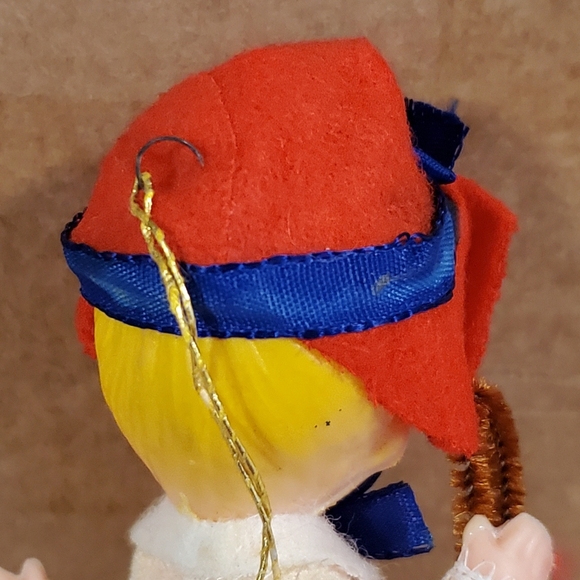 Vintage Flocked Plastic Face Little Bo Peep/Mary had a Little Lamb Ornament - Picture 10 of 12